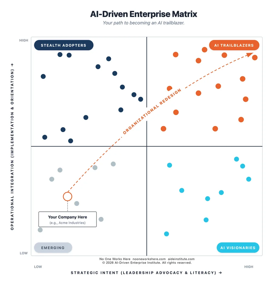 AIDE Matrix — framework diagram from No One Works Here